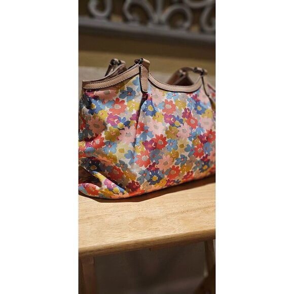 Coach Peyton Floral Print Canvas Tote Bag With Leather Trim - Picture 4 of 11